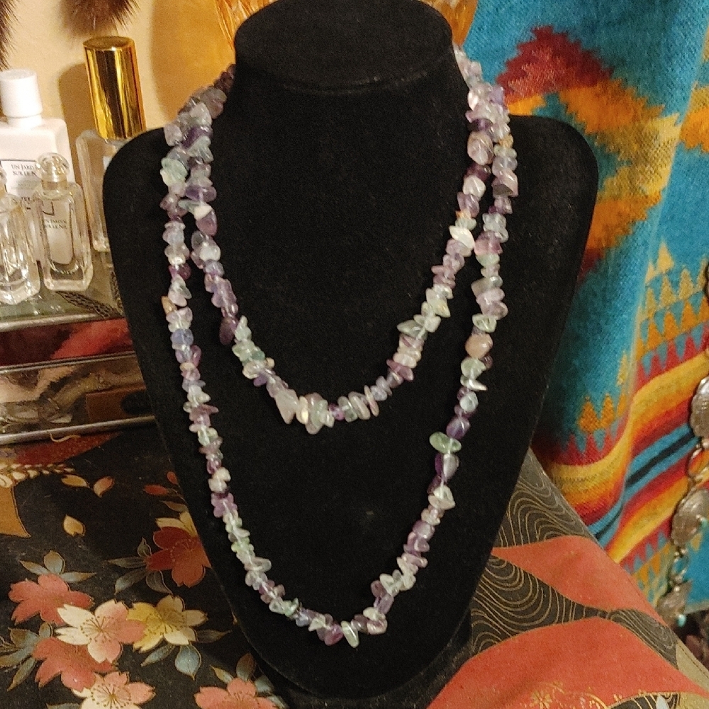 Amethyst and Fluorite Beaded Necklace